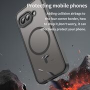 Husa pentru  Google Pixel 9A cu protectie pentru lentile si MagSafe EasyCharge, Ghost Series Anti-ingalbenire, frosted - Negru