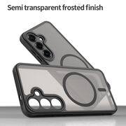 Husa pentru  Samsung Galaxy S24+ Plus cu protectie pentru lentile si MagSafe EasyCharge, Ghost Series Anti-ingalbenire, frosted - Negru
