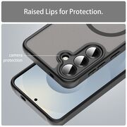 Husa pentru  Samsung Galaxy S24+ Plus cu protectie pentru lentile si MagSafe EasyCharge, Ghost Series Anti-ingalbenire, frosted - Negru