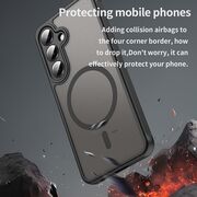Husa pentru  Samsung Galaxy S24+ Plus cu protectie pentru lentile si MagSafe EasyCharge, Ghost Series Anti-ingalbenire, frosted - Negru