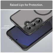 Husa pentru  Samsung Galaxy S24 FE cu protectie pentru lentile si MagSafe EasyCharge, Ghost Series Anti-ingalbenire, frosted - Negru
