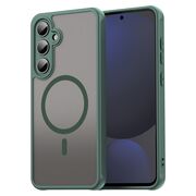Husa pentru  Samsung Galaxy S24 FE cu protectie pentru lentile si MagSafe EasyCharge, Ghost Series Anti-ingalbenire, frosted - Verde