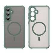 Husa pentru  Samsung Galaxy S24 FE cu protectie pentru lentile si MagSafe EasyCharge, Ghost Series Anti-ingalbenire, frosted - Verde