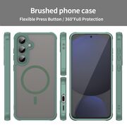 Husa pentru  Samsung Galaxy S24 FE cu protectie pentru lentile si MagSafe EasyCharge, Ghost Series Anti-ingalbenire, frosted - Verde