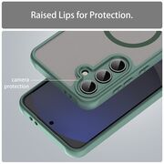 Husa pentru  Samsung Galaxy S24 FE cu protectie pentru lentile si MagSafe EasyCharge, Ghost Series Anti-ingalbenire, frosted - Verde