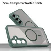 Husa pentru  Samsung Galaxy S24 FE cu protectie pentru lentile si MagSafe EasyCharge, Ghost Series Anti-ingalbenire, frosted - Verde