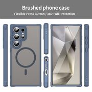 Husa pentru  Samsung Galaxy S24 Ultra cu protectie pentru lentile si MagSafe EasyCharge, Ghost Series Anti-ingalbenire, frosted - Albastru