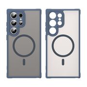 Husa pentru  Samsung Galaxy S24 Ultra cu protectie pentru lentile si MagSafe EasyCharge, Ghost Series Anti-ingalbenire, frosted - Albastru