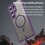 Husa pentru  Samsung Galaxy S24 Ultra cu protectie pentru lentile si MagSafe EasyCharge, Ghost Series Anti-ingalbenire, frosted - Mov