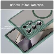 Husa pentru  Samsung Galaxy S24 Ultra cu protectie pentru lentile si MagSafe EasyCharge, Ghost Series Anti-ingalbenire, frosted - Verde