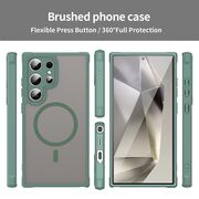 Husa pentru  Samsung Galaxy S24 Ultra cu protectie pentru lentile si MagSafe EasyCharge, Ghost Series Anti-ingalbenire, frosted - Verde