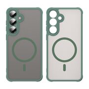 Husa pentru  Samsung Galaxy S25 Plus cu protectie pentru lentile si MagSafe EasyCharge, Ghost Series Anti-ingalbenire, frosted - Verde