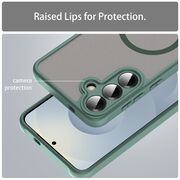 Husa pentru  Samsung Galaxy S25 Plus cu protectie pentru lentile si MagSafe EasyCharge, Ghost Series Anti-ingalbenire, frosted - Verde
