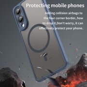 Husa pentru  Samsung Galaxy S25 Edge cu protectie pentru lentile si MagSafe EasyCharge, Ghost Series Anti-ingalbenire, frosted - Albastru