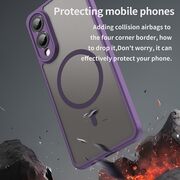 Husa pentru  Samsung Galaxy S25 Edge cu protectie pentru lentile si MagSafe EasyCharge, Ghost Series Anti-ingalbenire, frosted - Mov
