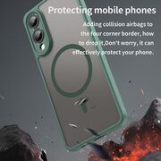 Husa pentru  Samsung Galaxy S25 Edge cu protectie pentru lentile si MagSafe EasyCharge, Ghost Series Anti-ingalbenire, frosted - Verde