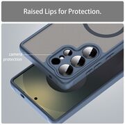 Husa pentru  Samsung Galaxy S25 Ultra cu protectie pentru lentile si MagSafe EasyCharge, Ghost Series Anti-ingalbenire, frosted - Albastru