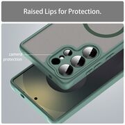 Husa pentru  Samsung Galaxy S25 Ultra cu protectie pentru lentile si MagSafe EasyCharge, Ghost Series Anti-ingalbenire, frosted - Verde