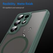 Husa pentru  Samsung Galaxy S25 Ultra cu protectie pentru lentile si MagSafe EasyCharge, Ghost Series Anti-ingalbenire, frosted - Verde