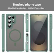 Husa pentru  Samsung Galaxy S25 Ultra cu protectie pentru lentile si MagSafe EasyCharge, Ghost Series Anti-ingalbenire, frosted - Verde