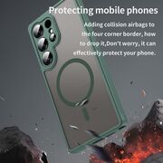 Husa pentru  Samsung Galaxy S25 Ultra cu protectie pentru lentile si MagSafe EasyCharge, Ghost Series Anti-ingalbenire, frosted - Verde