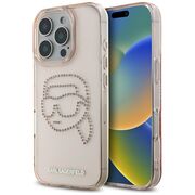 Husa pentru iPhone 16 Pro - Karl Lagerfeld IML Rhinestones - Pink Karl Head