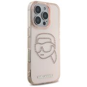 Husa pentru iPhone 16 Pro - Karl Lagerfeld IML Rhinestones - Pink Karl Head