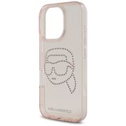 Husa pentru iPhone 16 Pro - Karl Lagerfeld IML Rhinestones - Pink Karl Head
