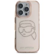 Husa pentru iPhone 16 Pro - Karl Lagerfeld IML Rhinestones - Pink Karl Head