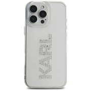 Husa pentru iPhone 16 Pro - Karl Lagerfeld IML Rhinestones - Transparent Logo