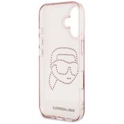 Husa pentru iPhone 16 - Karl Lagerfeld IML Rhinestones - Pink Karl Head