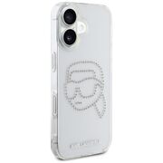 Husa pentru iPhone 16 - Karl Lagerfeld IML Rhinestones - Karl Head Transparent