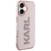 Husa pentru iPhone 16 - Karl Lagerfeld IML Rhinestones - Pink Logo