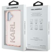 Husa pentru iPhone 16 - Karl Lagerfeld IML Rhinestones - Pink Logo