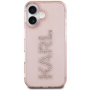 Husa pentru iPhone 16 - Karl Lagerfeld IML Rhinestones - Pink Logo