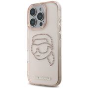 Husa pentru iPhone 16 Pro Max - Karl Lagerfeld IML Rhinestones - Pink Karl Head