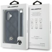 Husa pentru iPhone 16 - Karl Lagerfeld Quilted Initial Logo & Chain Strap - Black