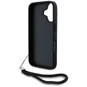 Husa pentru iPhone 16 - Karl Lagerfeld Quilted Initial Logo & Chain Strap - Black