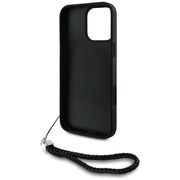 Husa pentru iPhone 16 Pro Max - Karl Lagerfeld Quilted Initial Logo & Chain Strap - Black