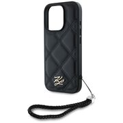 Husa pentru iPhone 16 Pro Max - Karl Lagerfeld Quilted Initial Logo & Chain Strap - Black