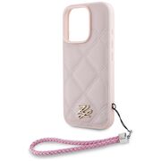 Husa pentru iPhone 16 Pro Max - Karl Lagerfeld Quilted Initial Logo & Chain Strap - Pink