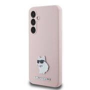 Husa pentru Samsung Galaxy S23 FE - Karl Lagerfeld Silicone - Pink Choupette Metal Pin