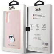 Husa pentru Samsung Galaxy S23 Plus - Karl Lagerfeld Silicone - Pink Choupette Metal Pin