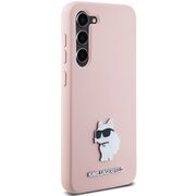 Husa pentru Samsung Galaxy S23 Plus - Karl Lagerfeld Silicone - Pink Choupette Metal Pin