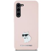 Husa pentru Samsung Galaxy S23 Plus - Karl Lagerfeld Silicone - Pink Choupette Metal Pin