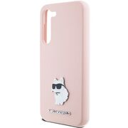 Husa pentru Samsung Galaxy S23 Plus - Karl Lagerfeld Silicone - Pink Choupette Metal Pin