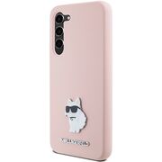Husa pentru Samsung Galaxy S23 Plus - Karl Lagerfeld Silicone - Pink Choupette Metal Pin