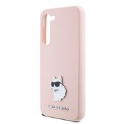 Husa pentru Samsung Galaxy S23 - Karl Lagerfeld Silicone - Pink Choupette Metal Pin