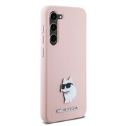 Husa pentru Samsung Galaxy S23 - Karl Lagerfeld Silicone - Pink Choupette Metal Pin