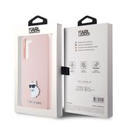 Husa pentru Samsung Galaxy S23 - Karl Lagerfeld Silicone - Pink Choupette Metal Pin